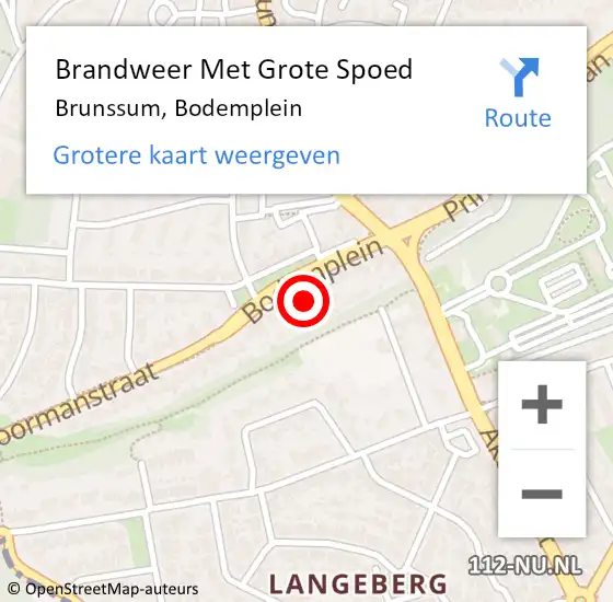 Locatie op kaart van de 112 melding: Brandweer Met Grote Spoed Naar Brunssum, Bodemplein op 28 juni 2024 11:32