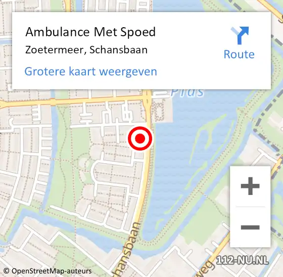 Locatie op kaart van de 112 melding: Ambulance Met Spoed Naar Zoetermeer, Schansbaan op 28 juni 2024 11:37