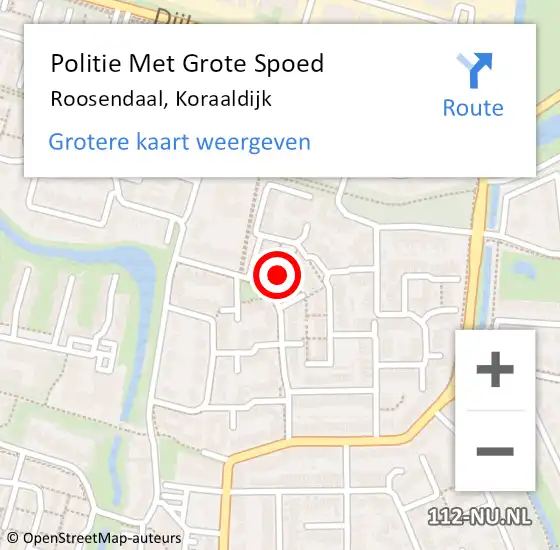 Locatie op kaart van de 112 melding: Politie Met Grote Spoed Naar Roosendaal, Koraaldijk op 28 juni 2024 11:57