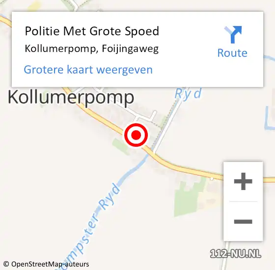 Locatie op kaart van de 112 melding: Politie Met Grote Spoed Naar Kollumerpomp, Foijingaweg op 28 juni 2024 12:04