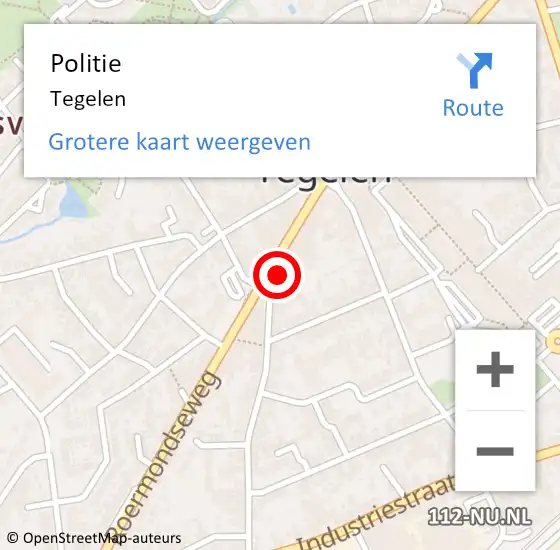 Locatie op kaart van de 112 melding: Politie Tegelen op 28 juni 2024 12:10