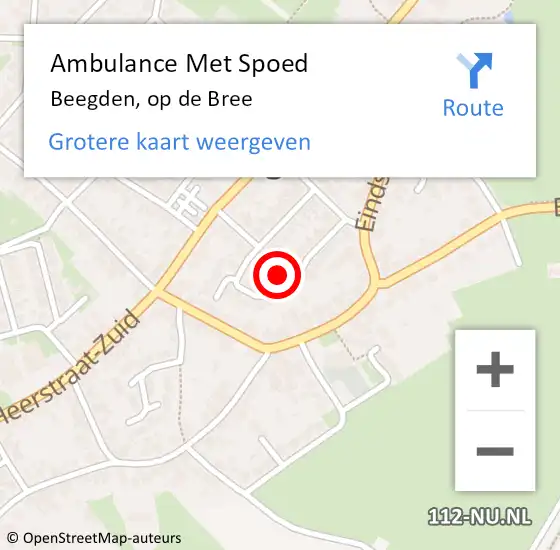 Locatie op kaart van de 112 melding: Ambulance Met Spoed Naar Beegden, op de Bree op 28 juni 2024 12:12
