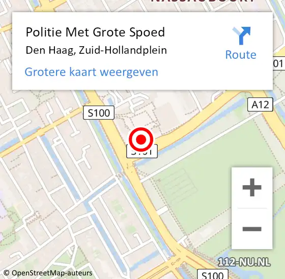 Locatie op kaart van de 112 melding: Politie Met Grote Spoed Naar Den Haag, Zuid-Hollandplein op 28 juni 2024 12:19