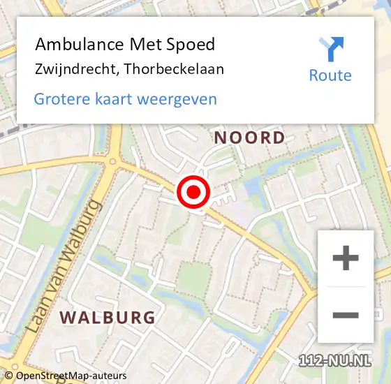 Locatie op kaart van de 112 melding: Ambulance Met Spoed Naar Zwijndrecht, Thorbeckelaan op 28 juni 2024 12:23