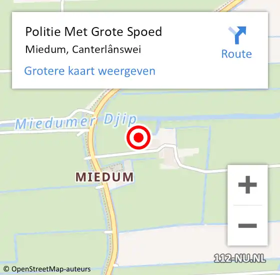 Locatie op kaart van de 112 melding: Politie Met Grote Spoed Naar Miedum, Canterlânswei op 28 juni 2024 12:24