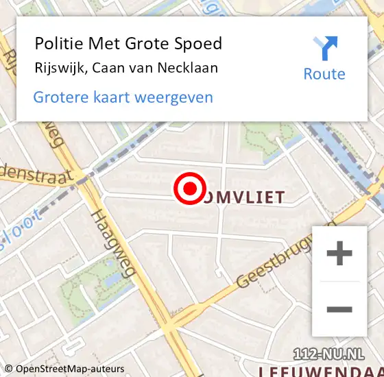 Locatie op kaart van de 112 melding: Politie Met Grote Spoed Naar Rijswijk, Caan van Necklaan op 28 juni 2024 12:28