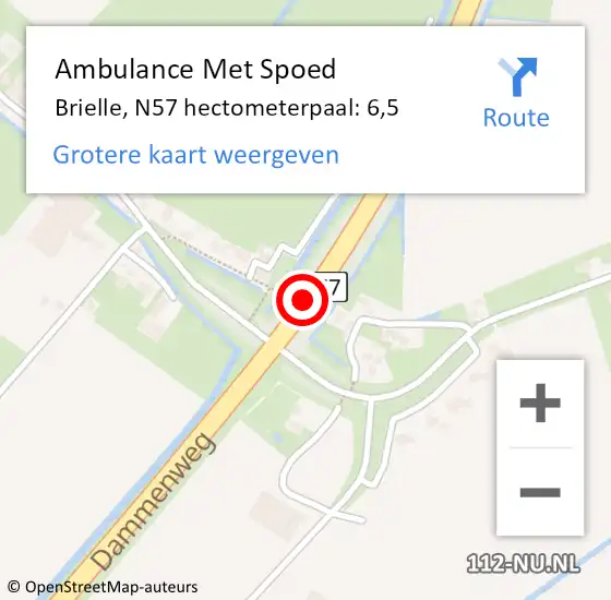 Locatie op kaart van de 112 melding: Ambulance Met Spoed Naar Brielle, N57 hectometerpaal: 6,5 op 28 juni 2024 12:34