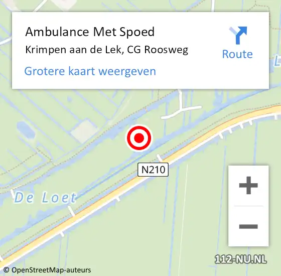 Locatie op kaart van de 112 melding: Ambulance Met Spoed Naar Krimpen aan de Lek, CG Roosweg op 28 juni 2024 12:42