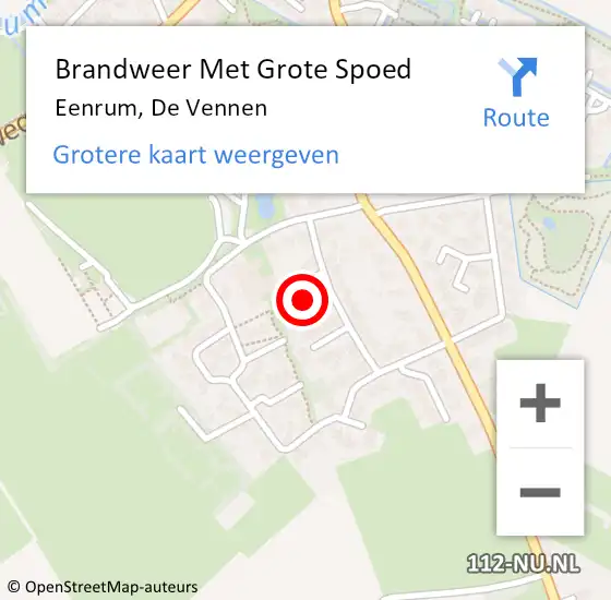 Locatie op kaart van de 112 melding: Brandweer Met Grote Spoed Naar Eenrum, De Vennen op 28 juni 2024 12:46