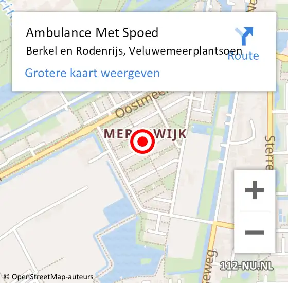 Locatie op kaart van de 112 melding: Ambulance Met Spoed Naar Berkel en Rodenrijs, Veluwemeerplantsoen op 28 juni 2024 12:46