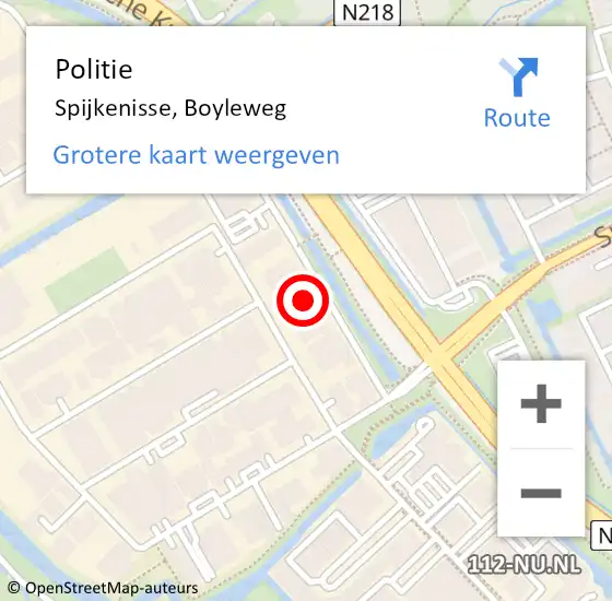 Locatie op kaart van de 112 melding: Politie Spijkenisse, Boyleweg op 28 juni 2024 12:51