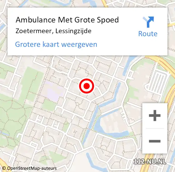 Locatie op kaart van de 112 melding: Ambulance Met Grote Spoed Naar Zoetermeer, Lessingzijde op 28 juni 2024 12:51