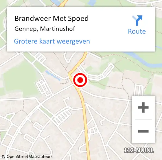 Locatie op kaart van de 112 melding: Brandweer Met Spoed Naar Gennep, Martinushof op 28 juni 2024 13:13