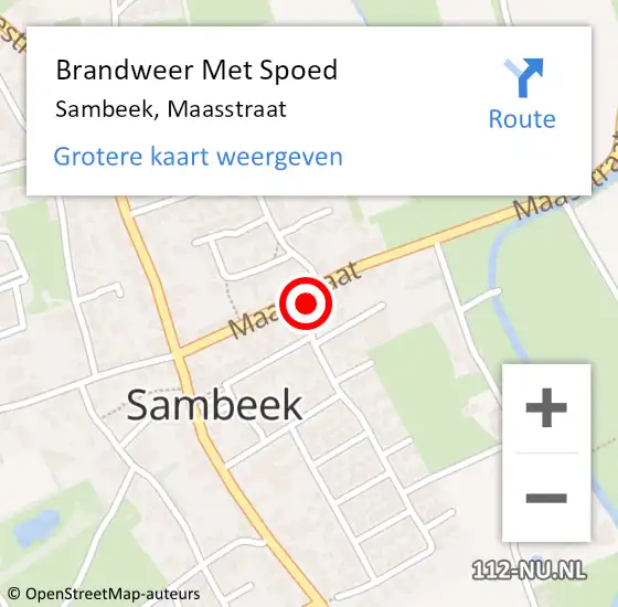 Locatie op kaart van de 112 melding: Brandweer Met Spoed Naar Sambeek, Maasstraat op 28 juni 2024 13:26