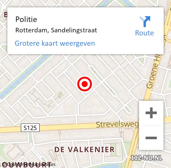 Locatie op kaart van de 112 melding: Politie Rotterdam, Sandelingstraat op 28 juni 2024 13:30