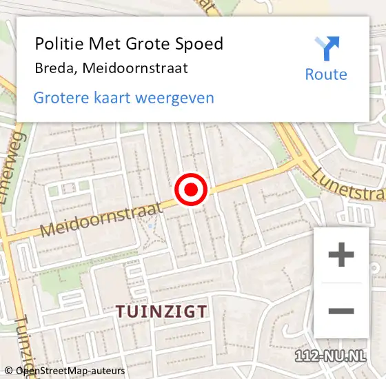 Locatie op kaart van de 112 melding: Politie Met Grote Spoed Naar Breda, Meidoornstraat op 28 juni 2024 13:31