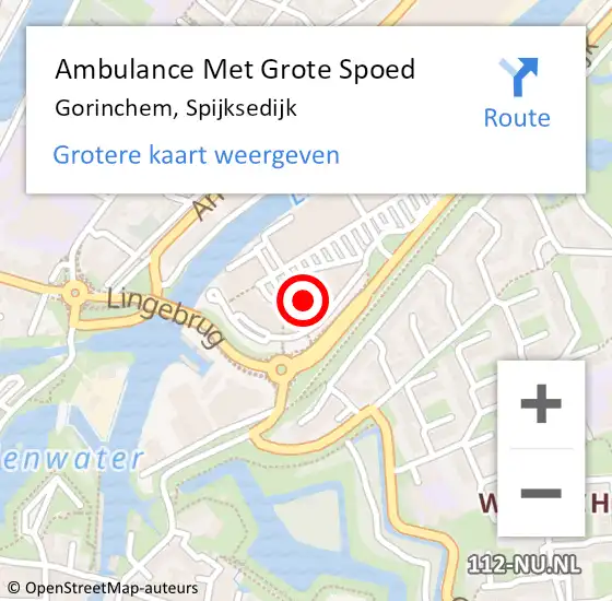 Locatie op kaart van de 112 melding: Ambulance Met Grote Spoed Naar Gorinchem, Spijksedijk op 28 juni 2024 13:33