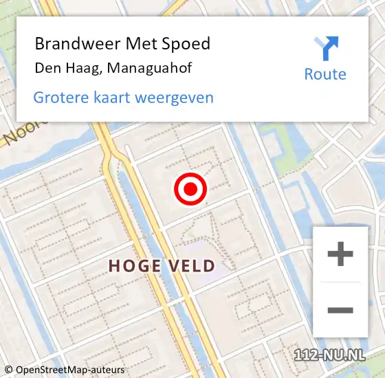 Locatie op kaart van de 112 melding: Brandweer Met Spoed Naar Den Haag, Managuahof op 28 juni 2024 13:37