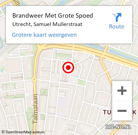 Locatie op kaart van de 112 melding: Brandweer Met Grote Spoed Naar Utrecht, Samuel Mullerstraat op 28 juni 2024 13:48