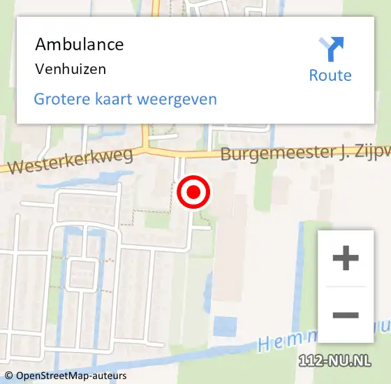 Locatie op kaart van de 112 melding: Ambulance Venhuizen op 28 juni 2024 13:52