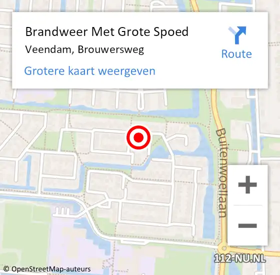 Locatie op kaart van de 112 melding: Brandweer Met Grote Spoed Naar Veendam, Brouwersweg op 28 juni 2024 13:55