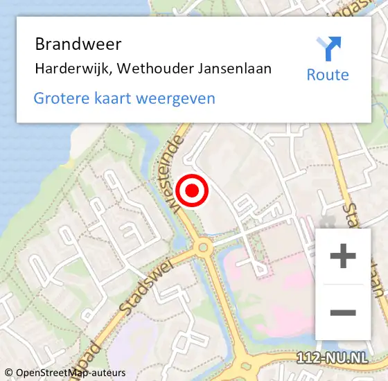 Locatie op kaart van de 112 melding: Brandweer Harderwijk, Wethouder Jansenlaan op 28 juni 2024 14:04