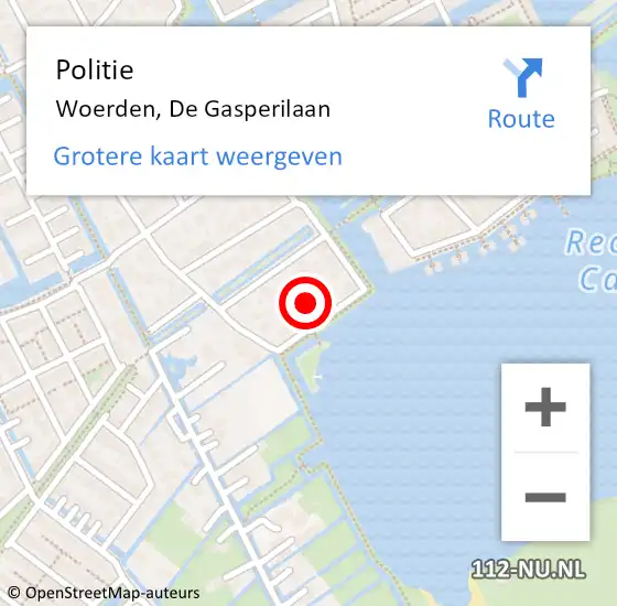 Locatie op kaart van de 112 melding: Politie Woerden, De Gasperilaan op 28 juni 2024 14:07