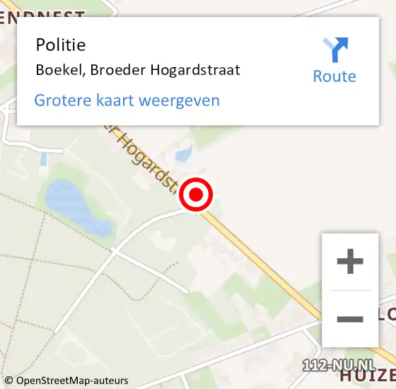 Locatie op kaart van de 112 melding: Politie Boekel, Broeder Hogardstraat op 28 juni 2024 14:21