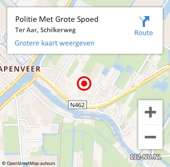 Locatie op kaart van de 112 melding: Politie Met Grote Spoed Naar Ter Aar, Schilkerweg op 28 juni 2024 14:25