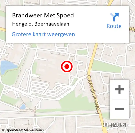 Locatie op kaart van de 112 melding: Brandweer Met Spoed Naar Hengelo, Boerhaavelaan op 28 juni 2024 14:31