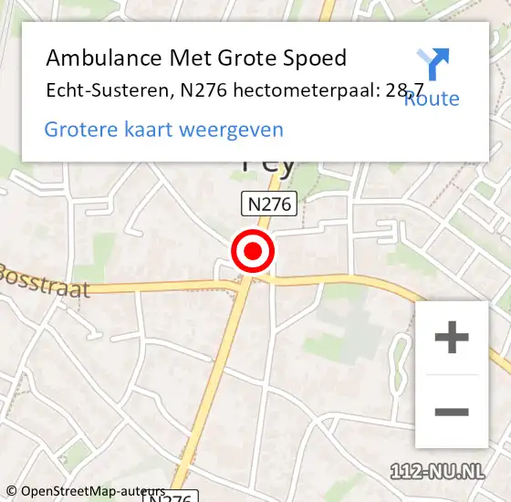 Locatie op kaart van de 112 melding: Ambulance Met Grote Spoed Naar Echt-Susteren, N276 hectometerpaal: 28,7 op 28 juni 2024 14:43