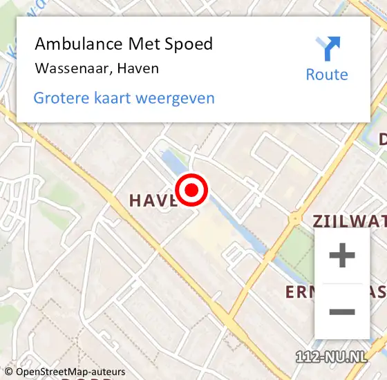 Locatie op kaart van de 112 melding: Ambulance Met Spoed Naar Wassenaar, Haven op 28 juni 2024 14:59