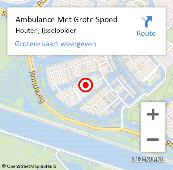 Locatie op kaart van de 112 melding: Ambulance Met Grote Spoed Naar Houten, Ijsselpolder op 11 oktober 2014 02:41