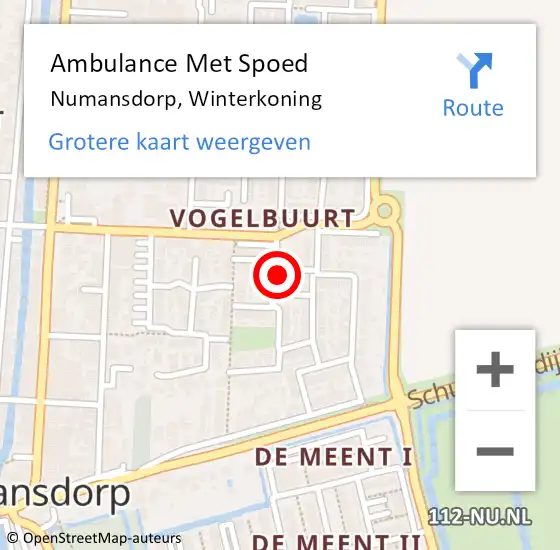 Locatie op kaart van de 112 melding: Ambulance Met Spoed Naar Numansdorp, Winterkoning op 28 juni 2024 15:01