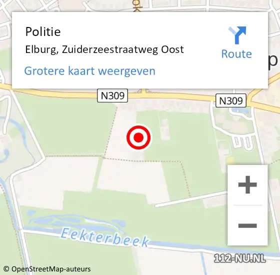 Locatie op kaart van de 112 melding: Politie Elburg, Zuiderzeestraatweg Oost op 28 juni 2024 15:02