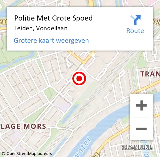Locatie op kaart van de 112 melding: Politie Met Grote Spoed Naar Leiden, Vondellaan op 28 juni 2024 15:08
