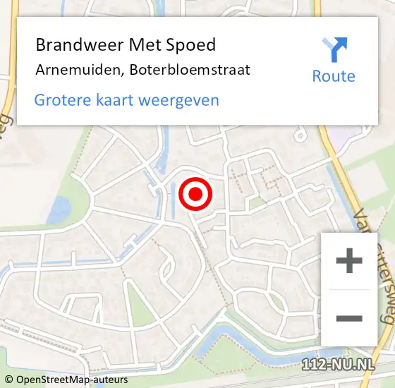 Locatie op kaart van de 112 melding: Brandweer Met Spoed Naar Arnemuiden, Boterbloemstraat op 28 juni 2024 15:11