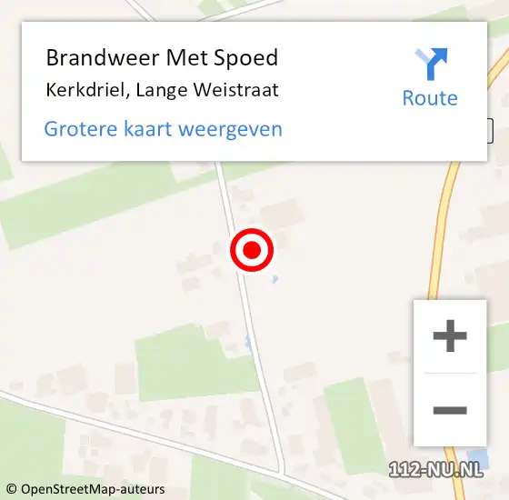 Locatie op kaart van de 112 melding: Brandweer Met Spoed Naar Kerkdriel, Lange Weistraat op 28 juni 2024 15:12