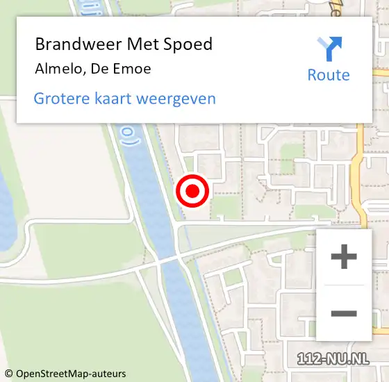 Locatie op kaart van de 112 melding: Brandweer Met Spoed Naar Almelo, De Emoe op 28 juni 2024 15:28