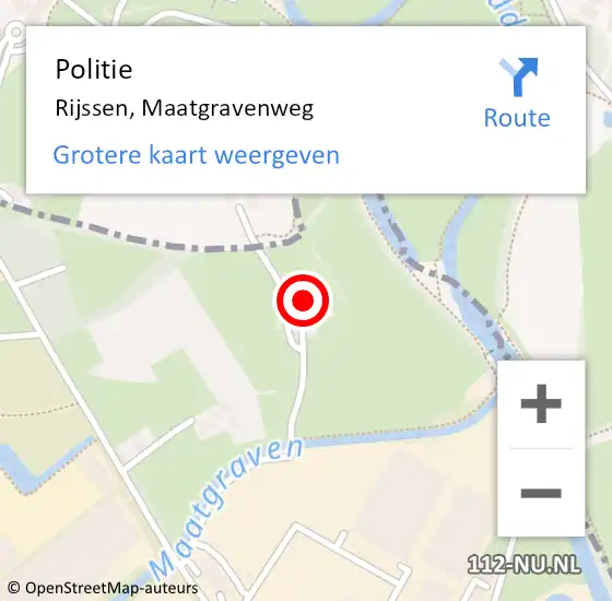 Locatie op kaart van de 112 melding: Politie Rijssen, Maatgravenweg op 28 juni 2024 15:31