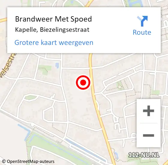 Locatie op kaart van de 112 melding: Brandweer Met Spoed Naar Kapelle, Biezelingsestraat op 28 juni 2024 15:34