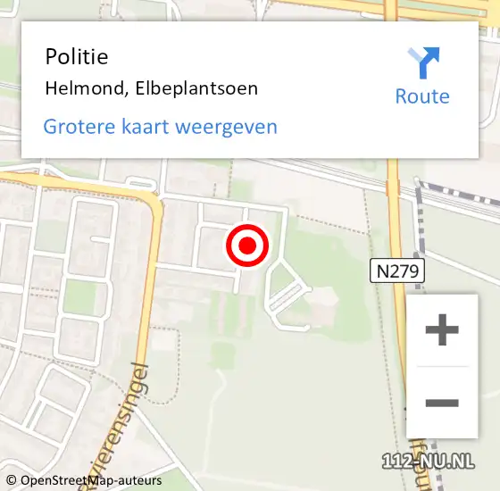 Locatie op kaart van de 112 melding: Politie Helmond, Elbeplantsoen op 28 juni 2024 15:38