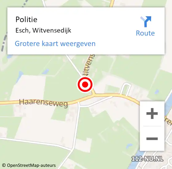 Locatie op kaart van de 112 melding: Politie Esch, Witvensedijk op 28 juni 2024 15:42