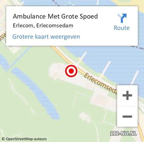 Locatie op kaart van de 112 melding: Ambulance Met Grote Spoed Naar Erlecom, Erlecomsedam op 11 oktober 2014 03:04