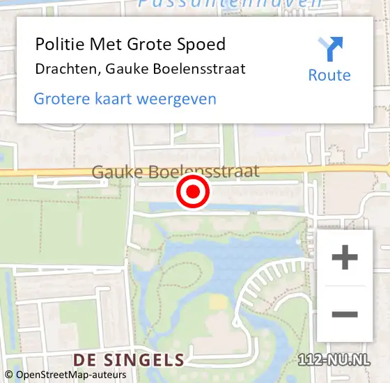 Locatie op kaart van de 112 melding: Politie Met Grote Spoed Naar Drachten, Gauke Boelensstraat op 28 juni 2024 16:04