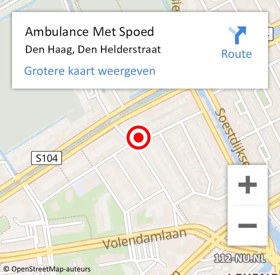 Locatie op kaart van de 112 melding: Ambulance Met Spoed Naar Den Haag, Den Helderstraat op 28 juni 2024 16:10