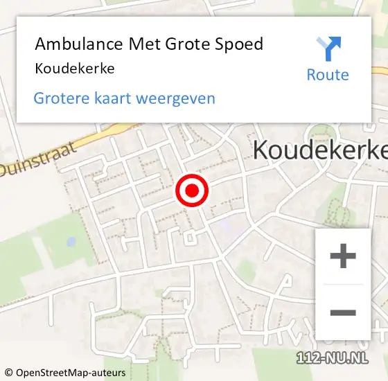 Locatie op kaart van de 112 melding: Ambulance Met Grote Spoed Naar Koudekerke op 28 juni 2024 16:20