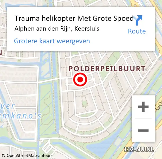Locatie op kaart van de 112 melding: Trauma helikopter Met Grote Spoed Naar Alphen aan den Rijn, Keersluis op 28 juni 2024 16:22