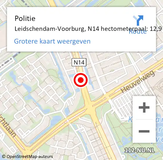 Locatie op kaart van de 112 melding: Politie Leidschendam-Voorburg, N14 hectometerpaal: 12,9 op 28 juni 2024 16:29