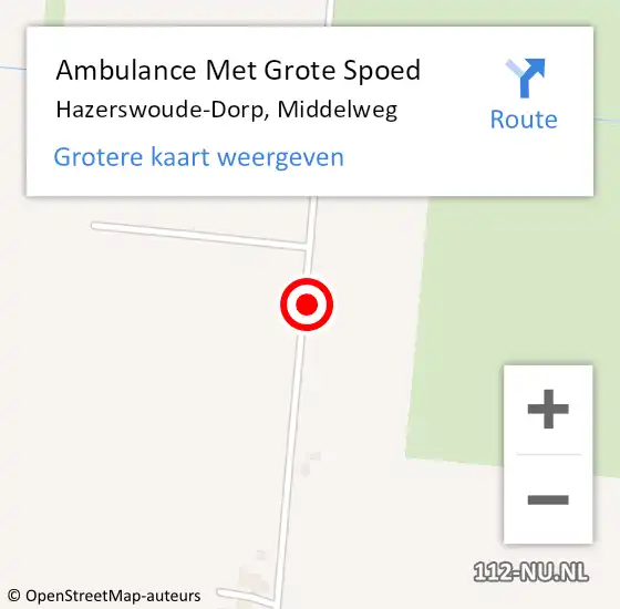 Locatie op kaart van de 112 melding: Ambulance Met Grote Spoed Naar Hazerswoude-Dorp, Middelweg op 28 juni 2024 16:36